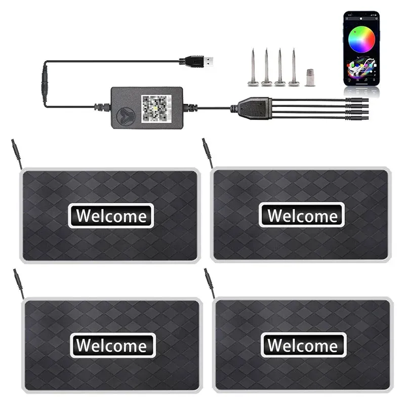 Custom LED Car Floor Mat - Personalized Interior Lighting with Your Name