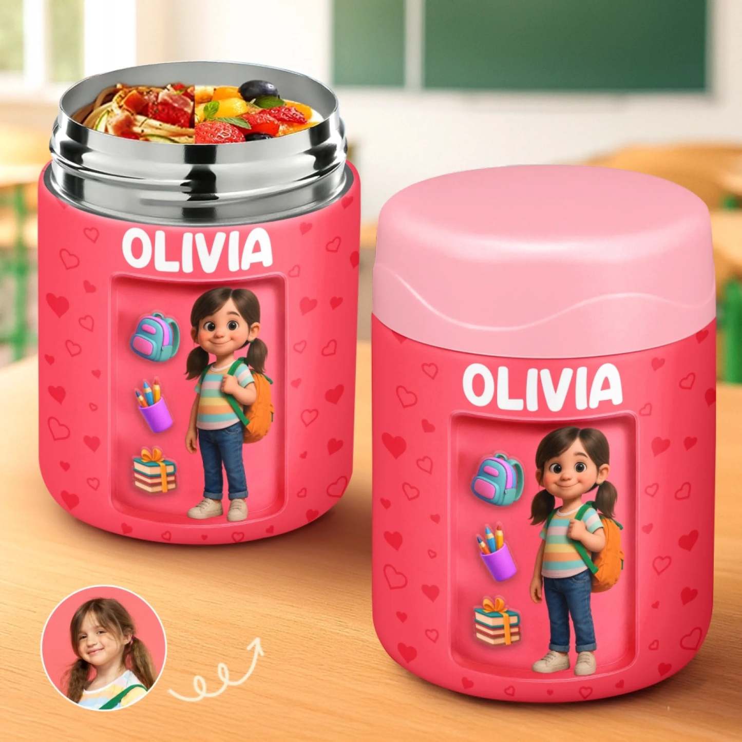 Custom Photo 3D Inflated Effect Printed Kids Water Bottle - Personalized Back To School Gifts For Kids - Fuel Your Bright Young Mind