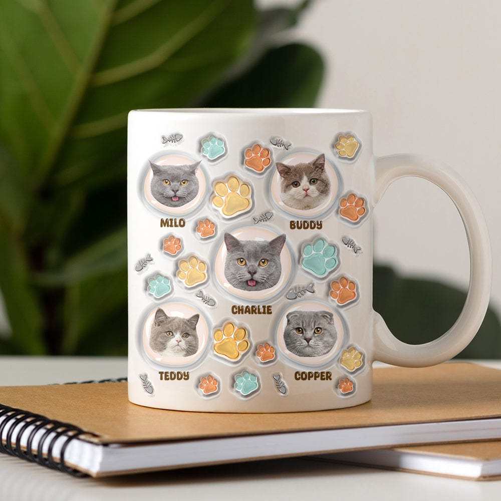 Custom Photo 3D Inflated Effect Cat Mug - 