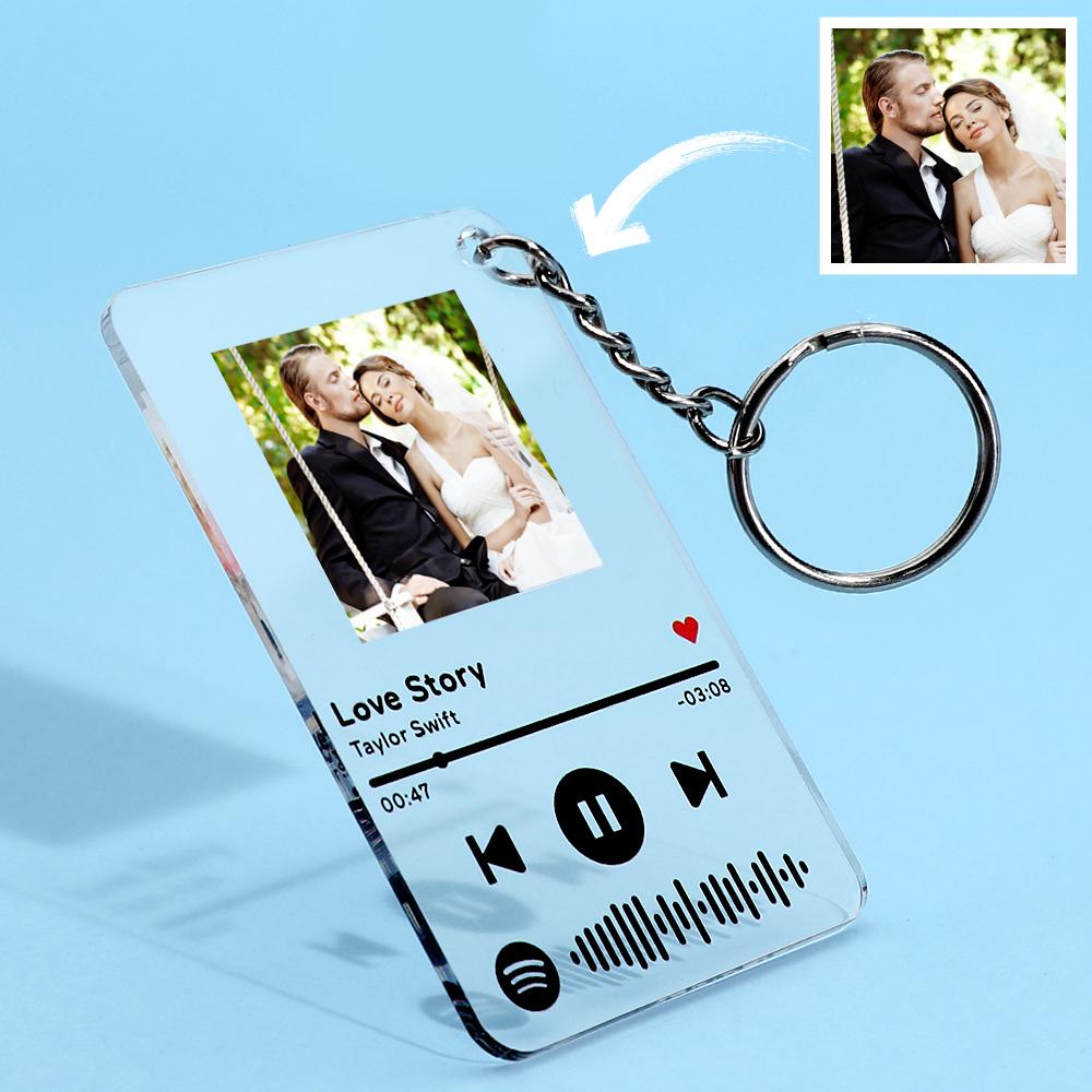Gifts For Her Spotify Glass Keychain Photo Spotify Acrylic Music Keychain