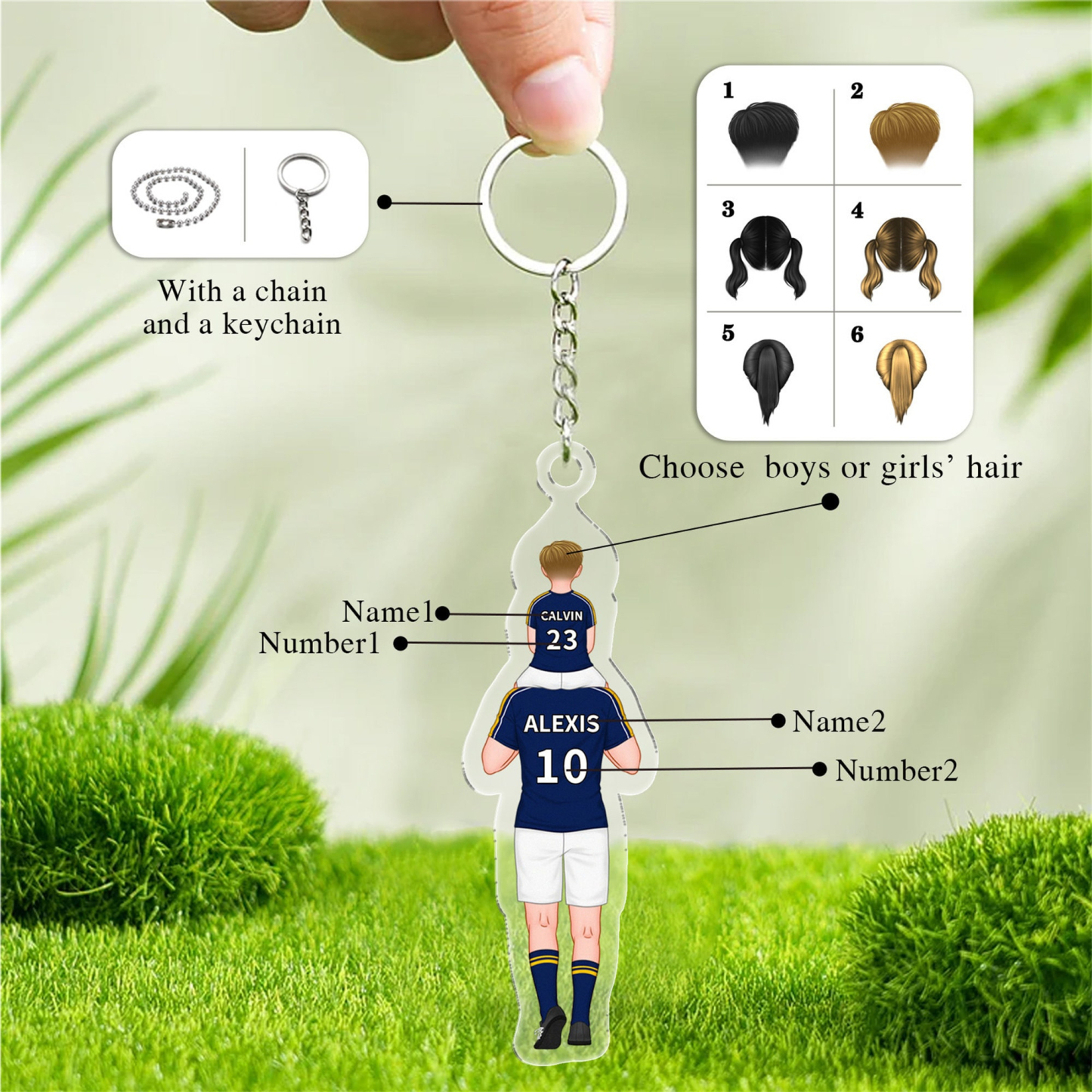 Personalized Soccer Jersey Keychain for Dad, Customized Names & Numbers Acrylic Football Keychain, Car Hanging Keyring, Gift for Him Husband