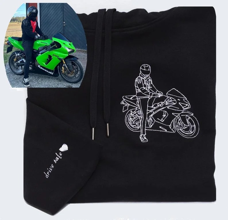 Personalized Embroidered Premium Hoodie With Outline Image Of Your Mot