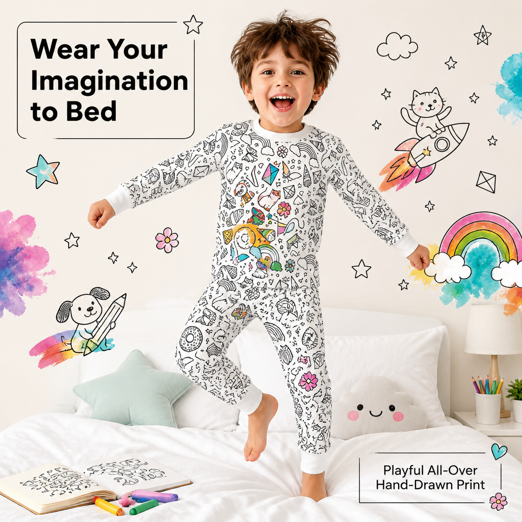 Doodling Pajamas for Kids with 24 Colors Acrylic Paint Markers - 