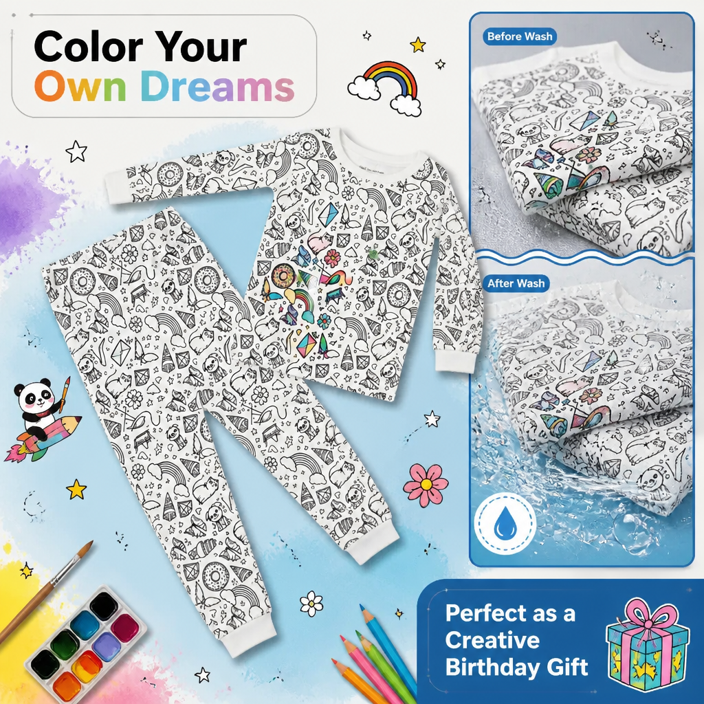 Doodling Pajamas for Kids with 24 Colors Acrylic Paint Markers - 