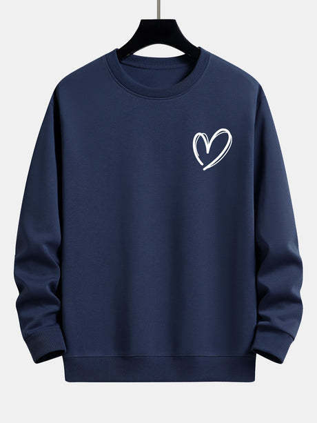 Heart Print Relax Fit Sweatshirt - 