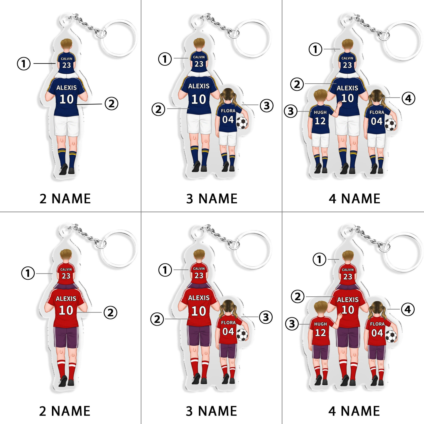 Personalized Soccer Jersey Keychain for Dad, Customized Names & Numbers Acrylic Football Keychain, Car Hanging Keyring, Gift for Him Husband