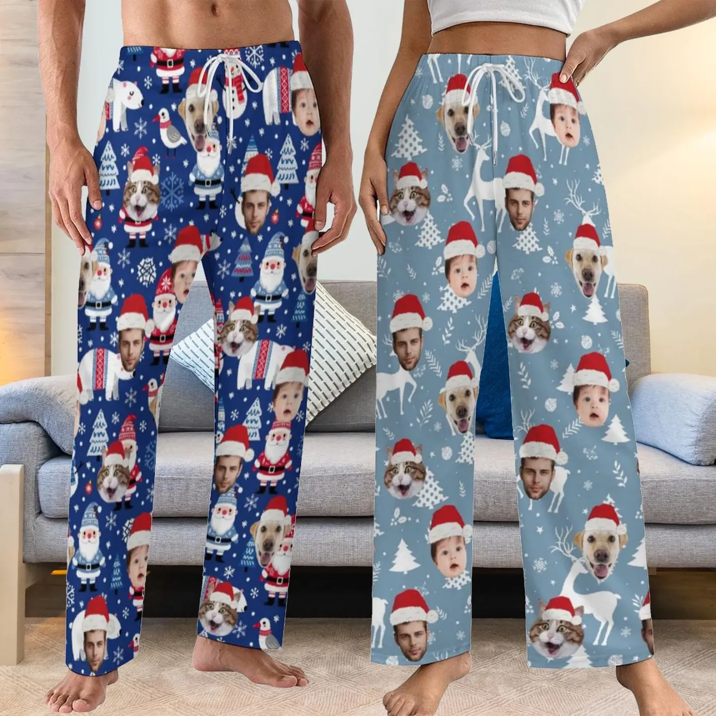 Christmas Pajama Pants with Faces, Faces on Pajamas, Face Pajama Pants, Personalized Pajamas with Face, Custom Face Pajamas, Gift for Family - 