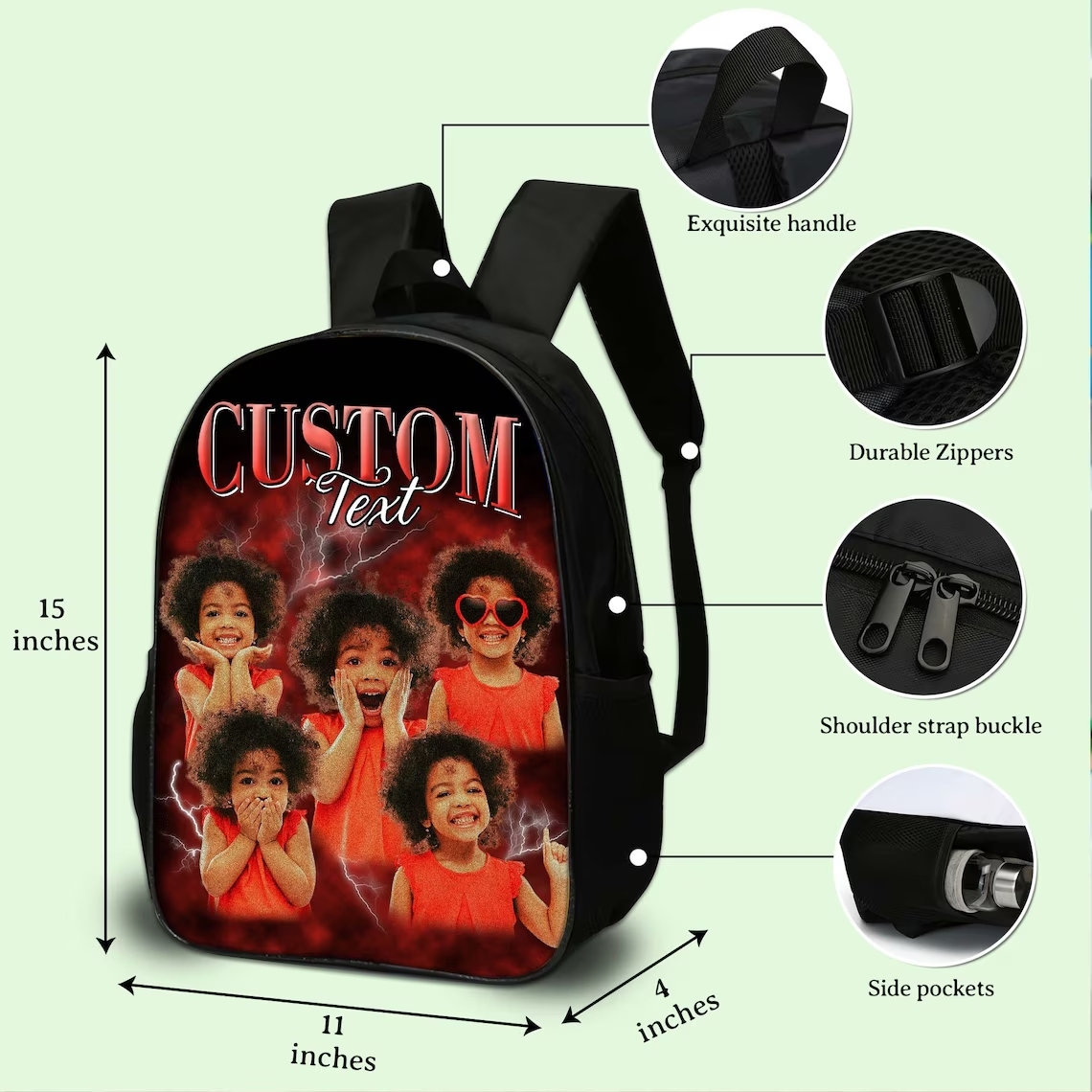 Back To School Photo Vintage Backpack Gift For Kids, Personalized Birthday Gift For Boys Girls, Custom School Bags For Children & Toddlers -