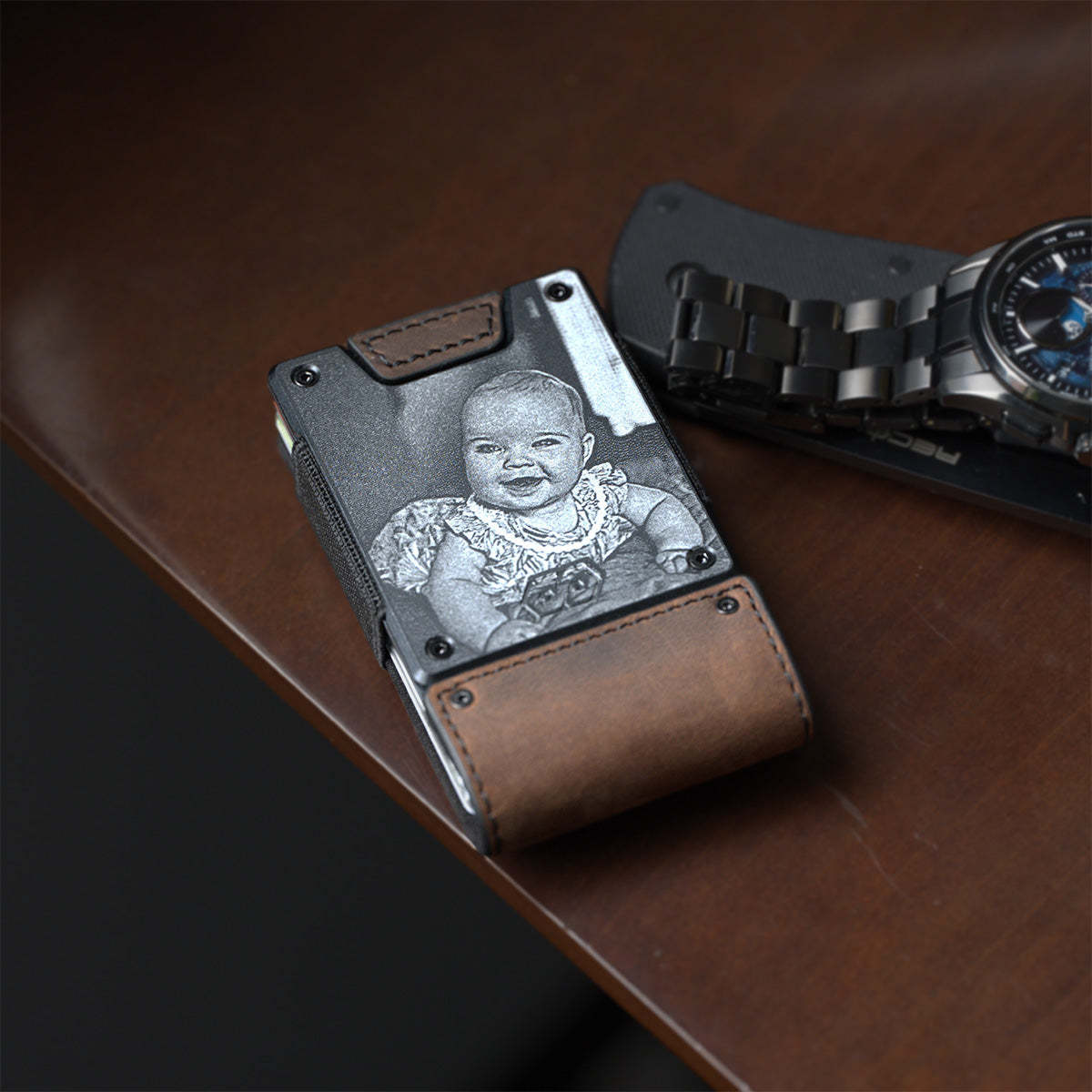 Custom Engraved Wallet Men’s Foldable Wallet RFID-Blocking Technology Secure Compact Card Holder Gift for Dad