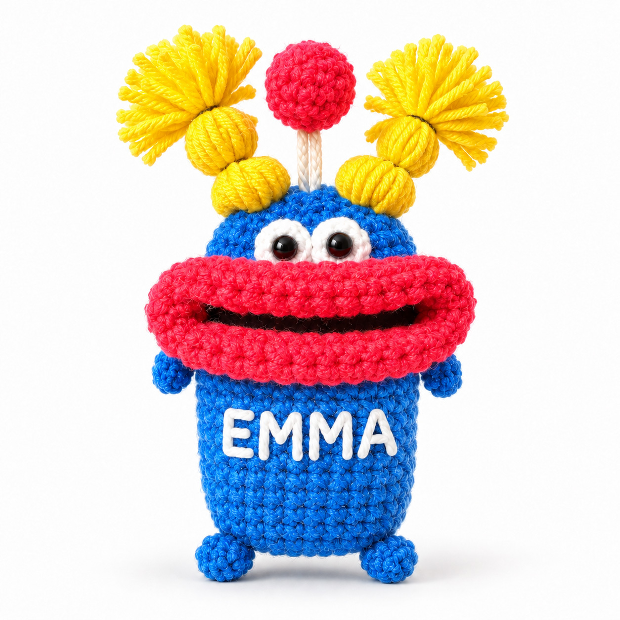 Custom Name Crochet Sausage Mouth Key Holder - Funny Hand-Woven Car Key Protective Case - 