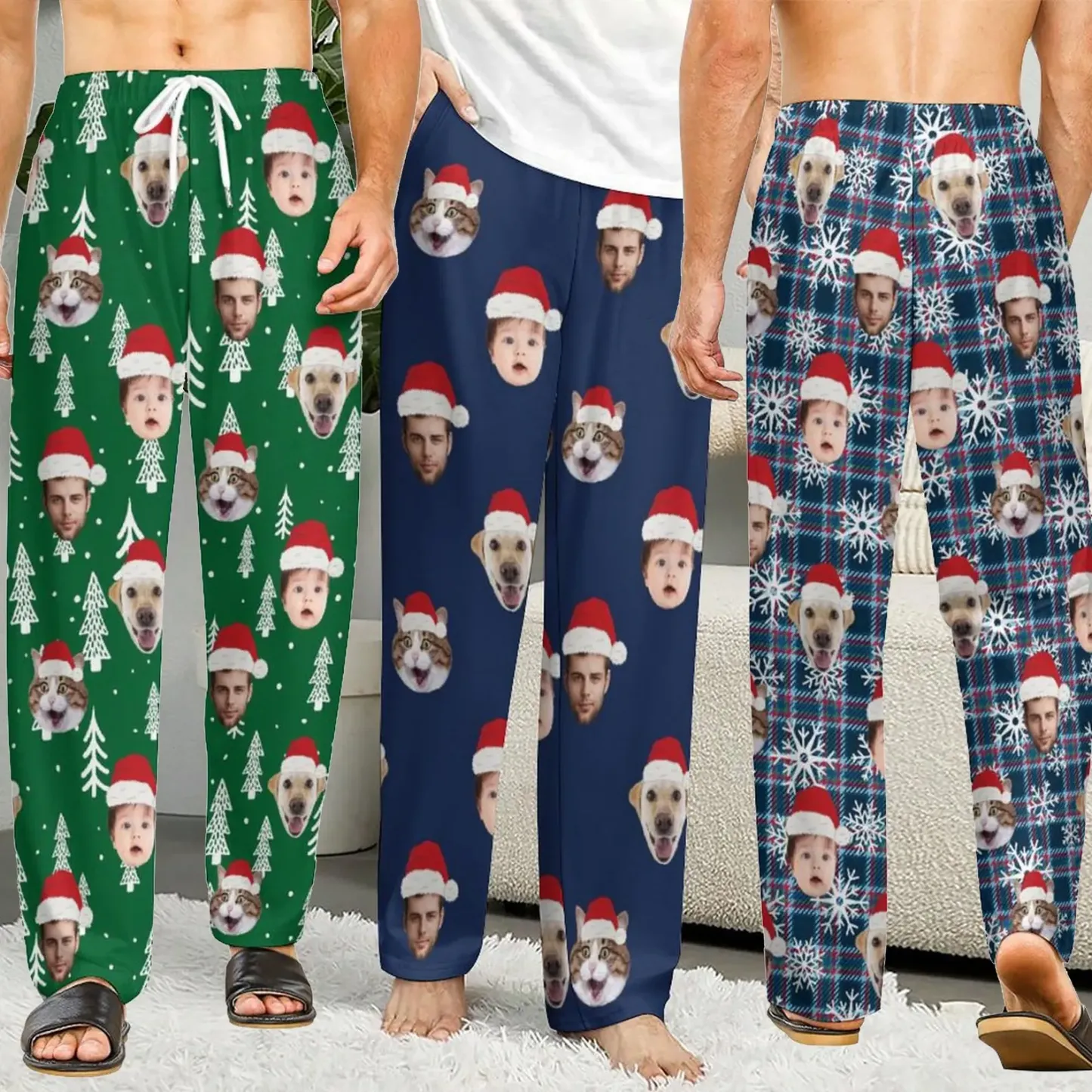 Christmas Pajama Pants with Faces, Faces on Pajamas, Face Pajama Pants, Personalized Pajamas with Face, Custom Face Pajamas, Gift for Family - 
