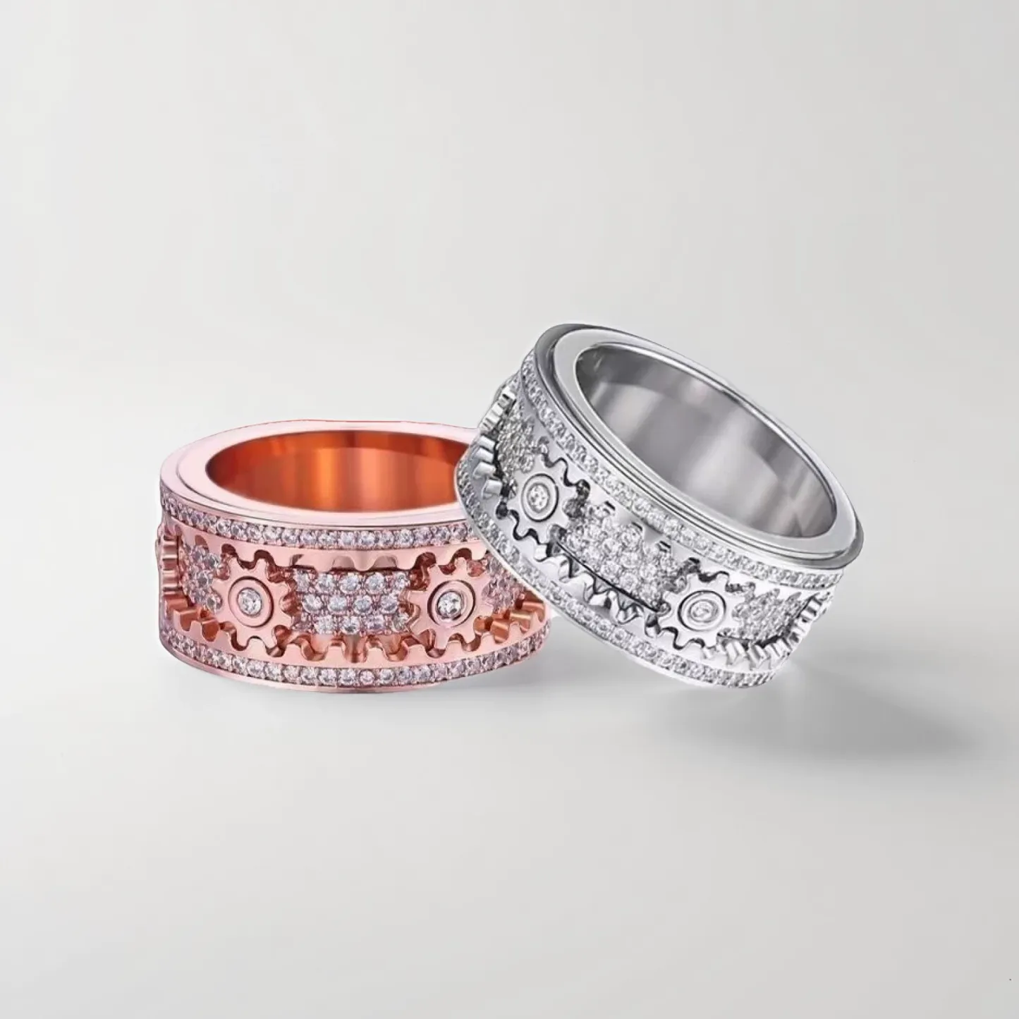 Rotating Gear Spinner Ring for Men & Women Stainless Steel Anxiety Relief