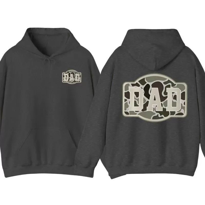 Camo Dad 2-Sided Hoodie, Funny Camouflage Graphic Pullover Casual Gift for Fathers