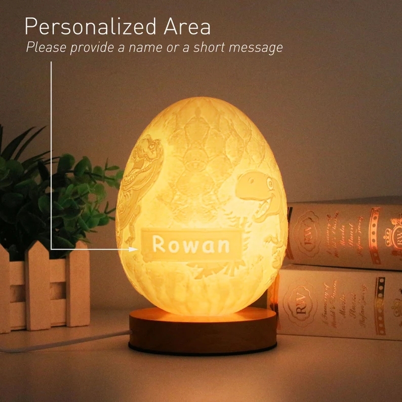 Personalized Gifts Dinosaur Egg Lamp Night Light Kids Bedside Dino Room Decor Nursery Birthday Gifts for Kids Graduation Kindergarten - myphotowallet