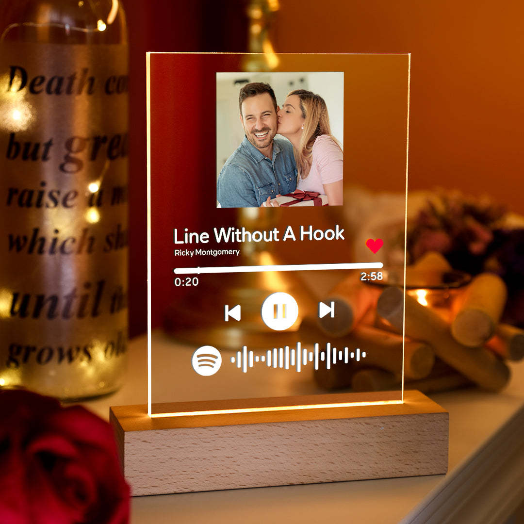 Custom Spotify Code Art Glass Music Night Light, Keychain, Plaque Gift For Him
