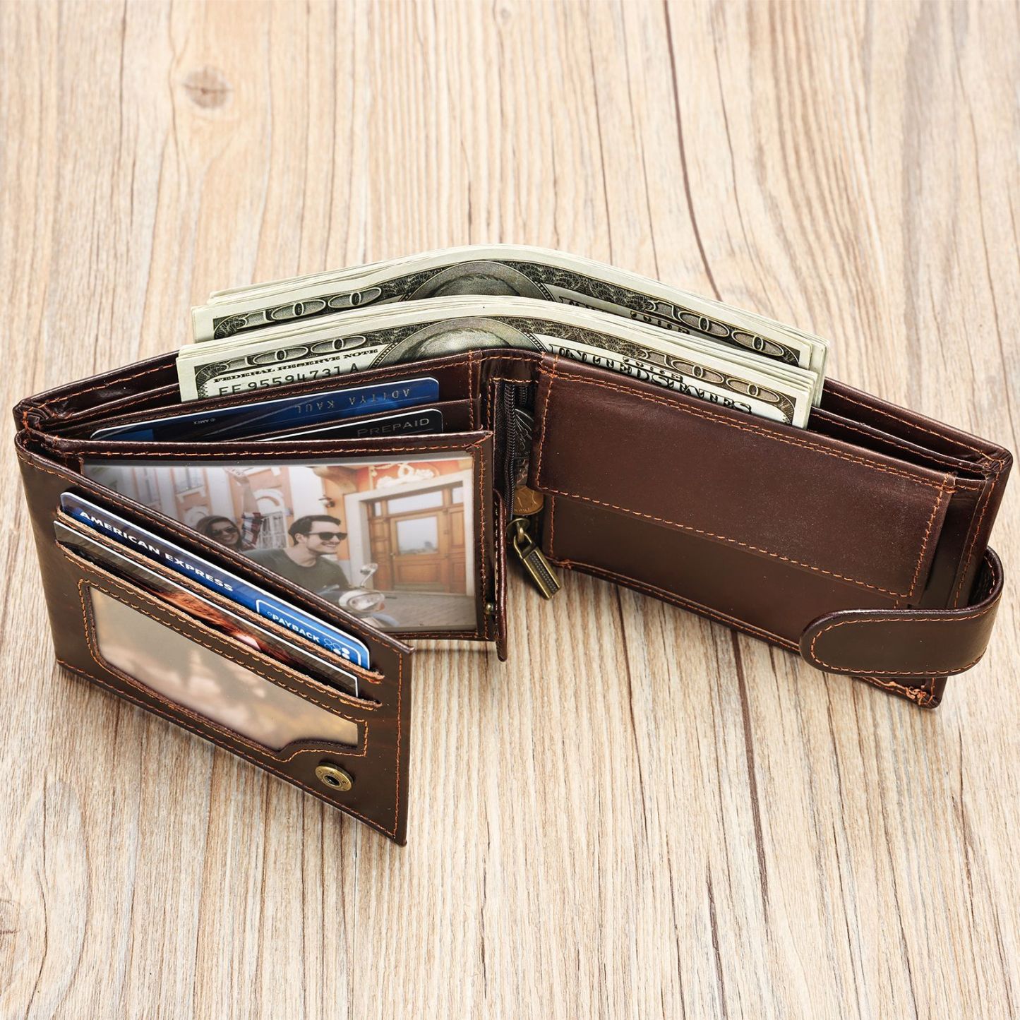 Father's Day Gift, Personalised Men's Wallet, Genuine Soft Black Leather Wallet, Personalized Engraved Gift for Dad, Him, Boyfriend, Husband