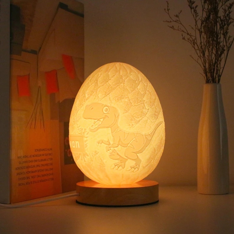 Personalized Gifts Dinosaur Egg Lamp Night Light Kids Bedside Dino Room Decor Nursery Birthday Gifts for Kids Graduation Kindergarten - myphotowallet
