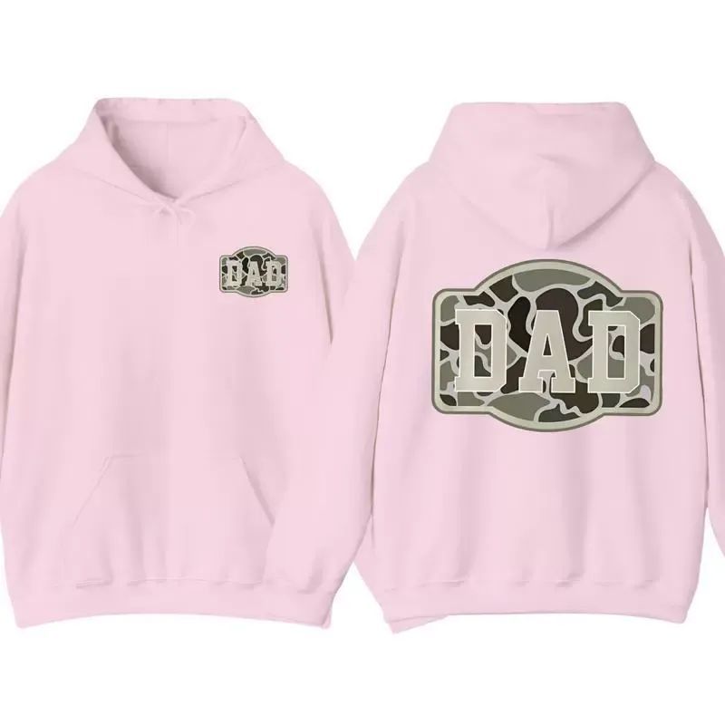 Camo Dad 2-Sided Hoodie, Funny Camouflage Graphic Pullover Casual Gift for Fathers