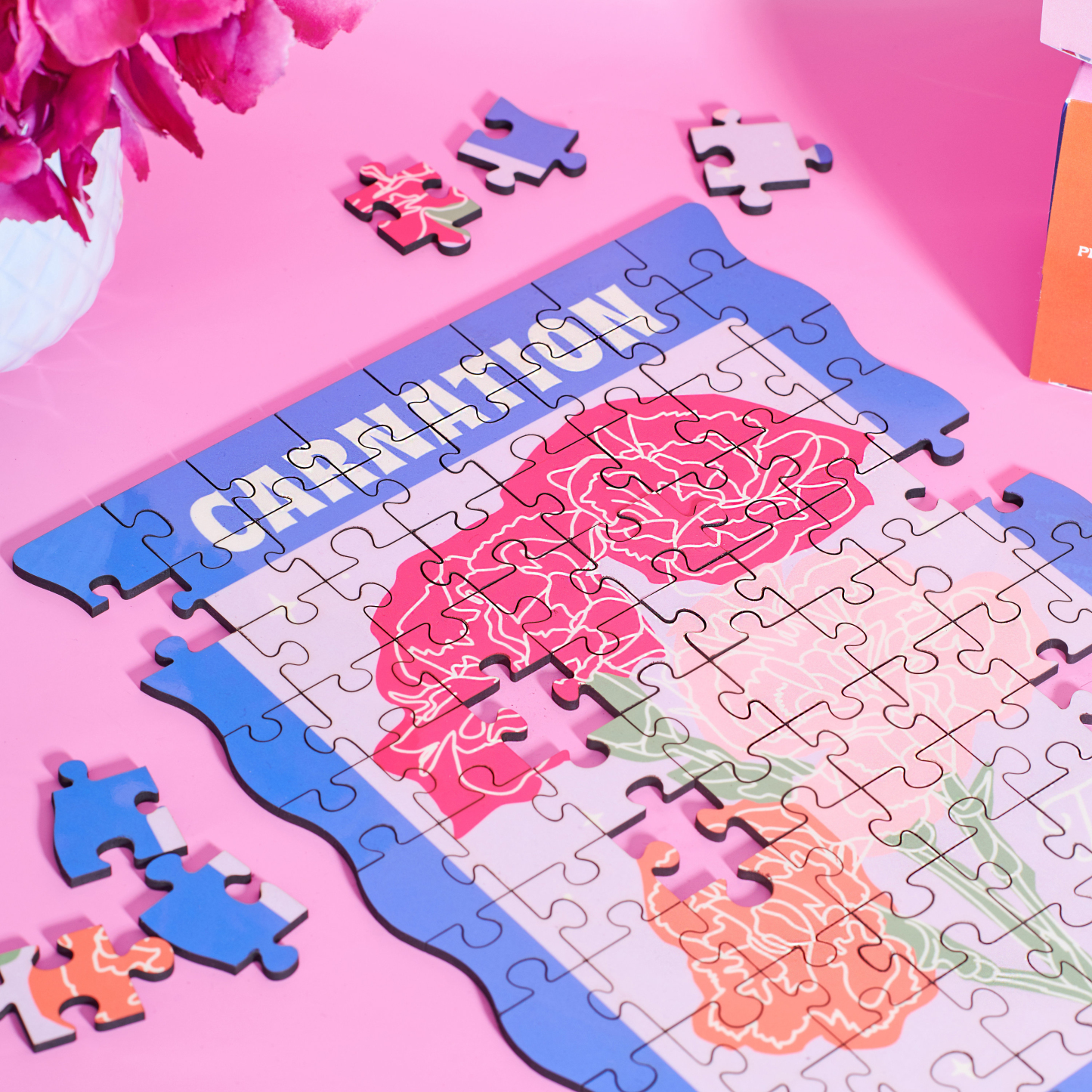 Personalised Birth Flower Wooden Puzzle - Custom Family Name & Date Puzzle - Unique Anniversary, Wedding, Birthday Gift