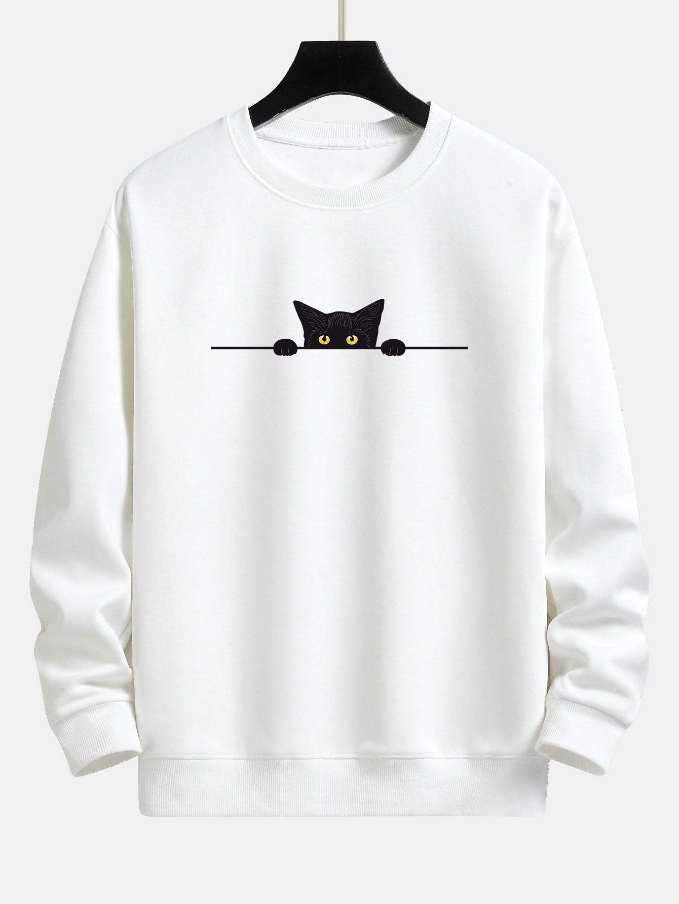 Sweatshirts Black Cat Print Relax Fit Sweatshirt - 