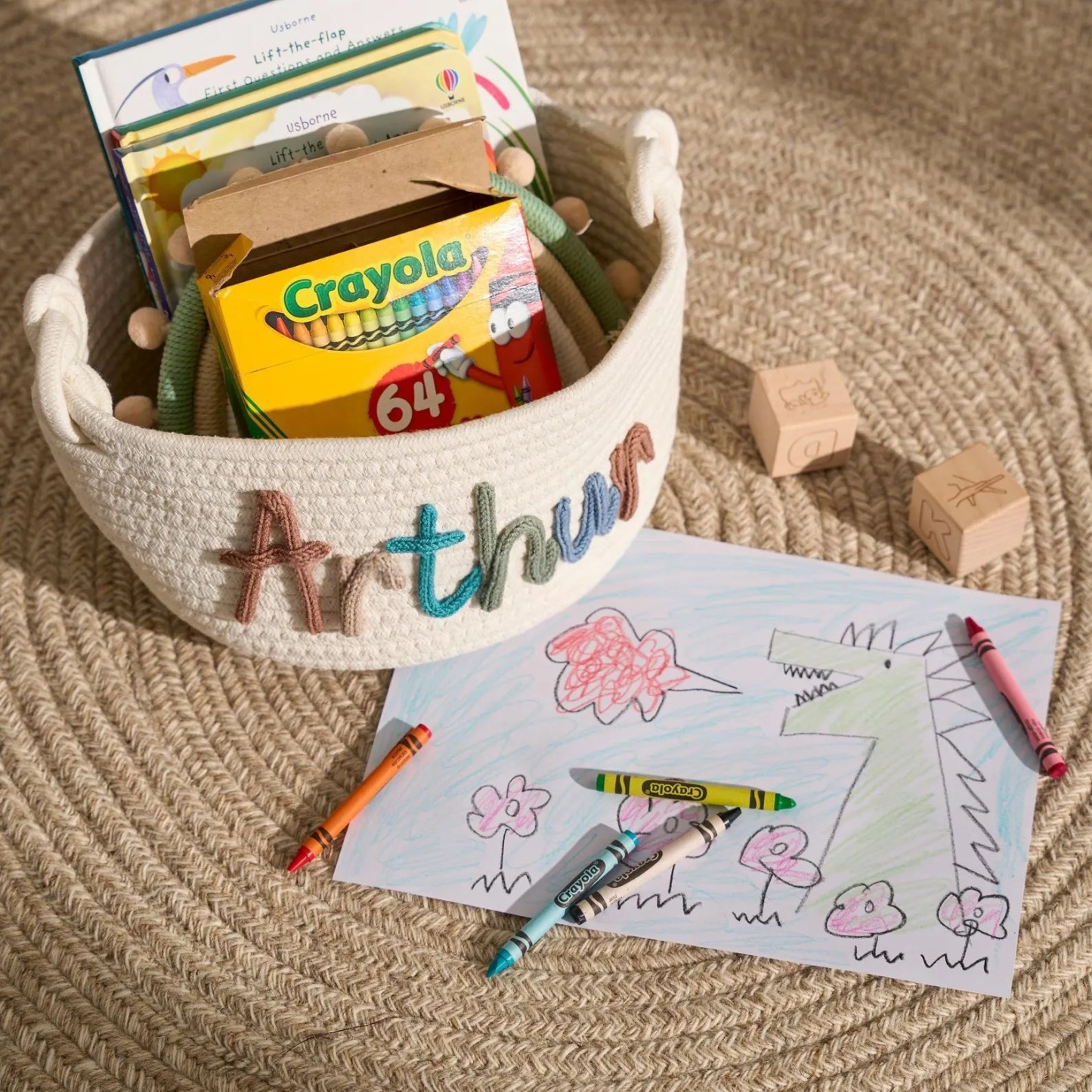 Name Handmade Basket | Home Storage | Baby Shower Gifts | Baby Toys Basket | Toy Basket | Baby Name Gift