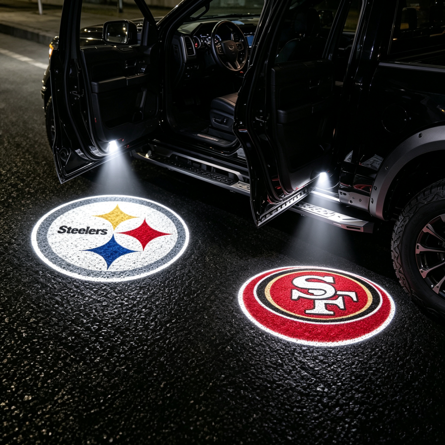 Football Team Car Door Projector Lights | Custom Logo LED Welcome Gift - 