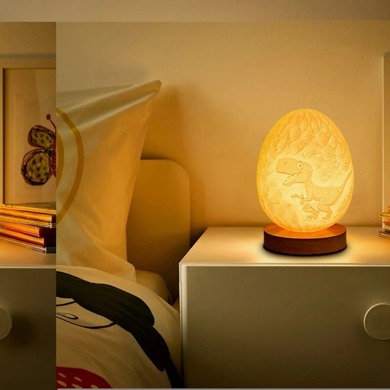 Personalized Gifts Dinosaur Egg Lamp Night Light Kids Bedside Dino Room Decor Nursery Birthday Gifts for Kids Graduation Kindergarten - myphotowallet