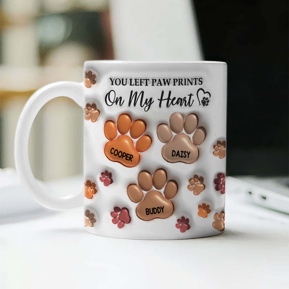 You Left Paw Prints On My Heart For Dog Lover 3D Inflated Effect Mug - 