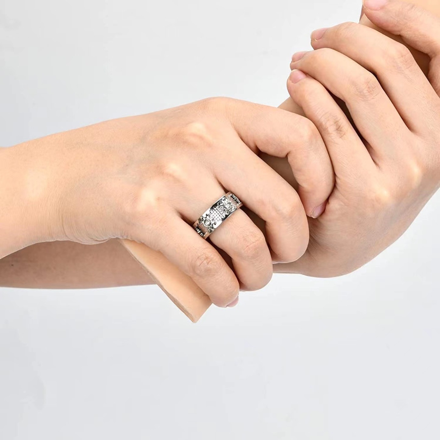 Rotating Gear Spinner Ring for Men & Women Stainless Steel Anxiety Relief