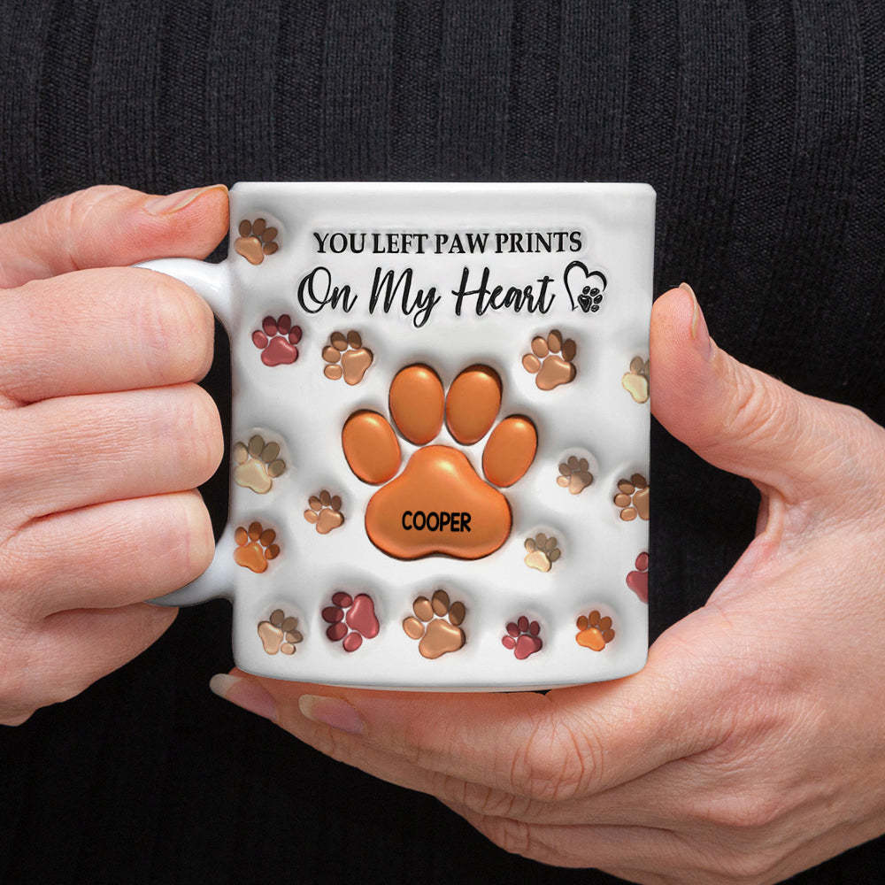 You Left Paw Prints On My Heart For Dog Lover 3D Inflated Effect Mug - 