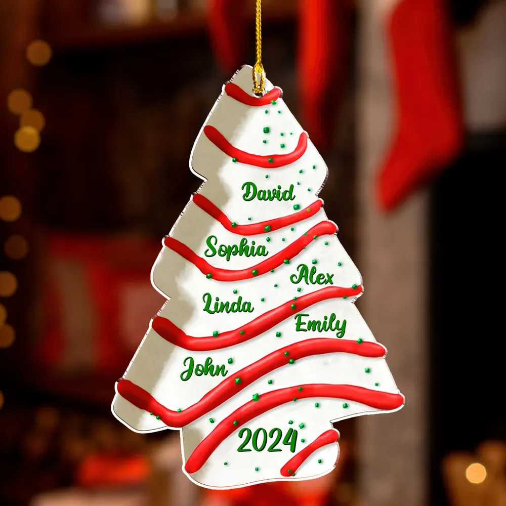 Christmas Tree Cake Custom Name - Personalized Custom Acrylic Ornament - Gifts For Family, Friends, Coworkers