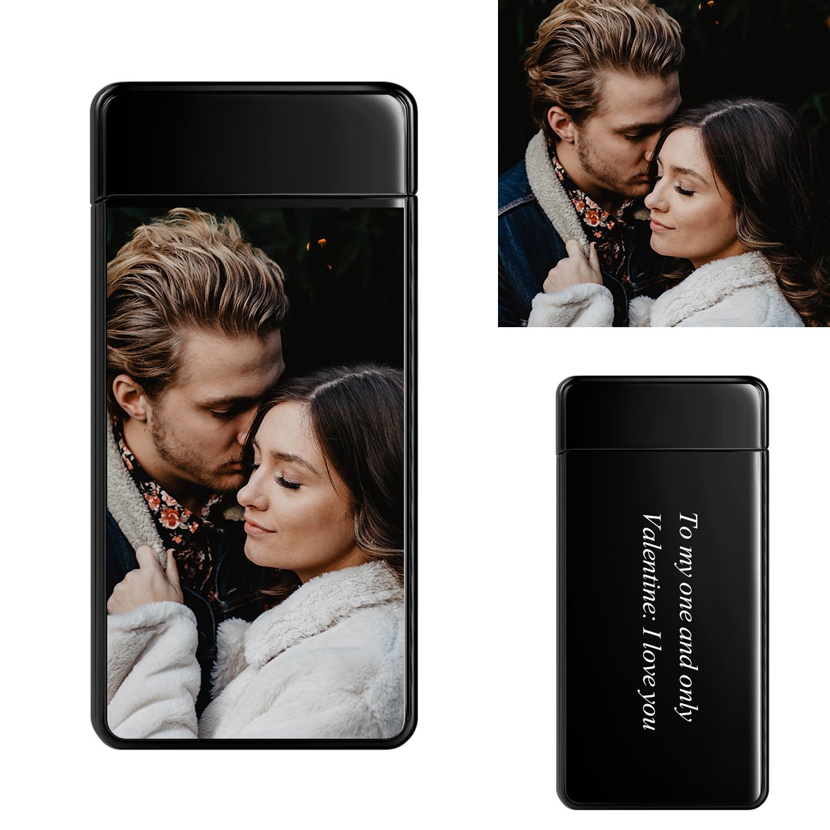 Black | Custom Engraved Photo Lighter |  Color Screen | Electronic Cigarette Lighter