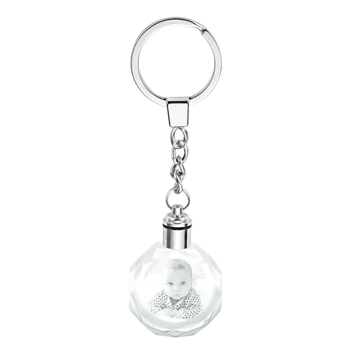 Custom Crystal Keychain | Personalized From Photo | Octagon Shape | Best Gift For Him