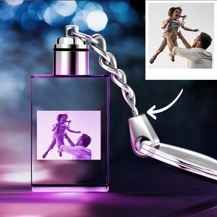 Custom Crystal Keychain | Personalized From Photo | Octagon Shape | Best Gift For Him