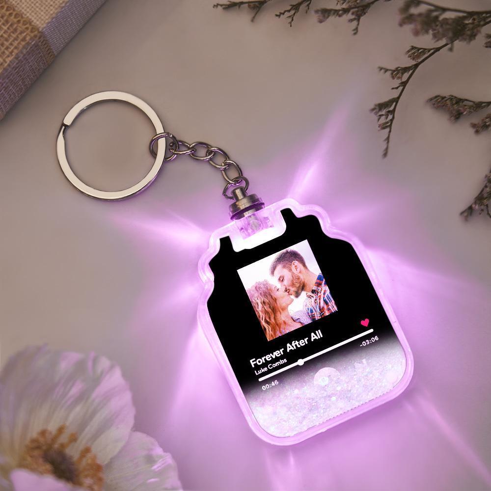 Custom Photo Scannable Spotify Code Illuminated Quicksand Drift Bottle Shape Keychain - MyPhotoLighter