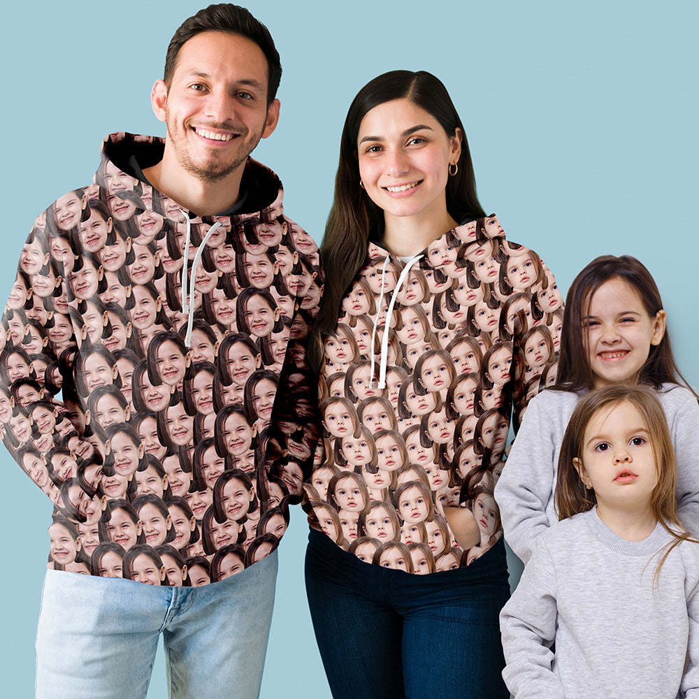 Unisex-hoodie Mit Individuellem Gesichtsmotiv, Lässiger Hoodie Mit Fotodruck Für Damen Und Herren – Mash Face – Neu - 