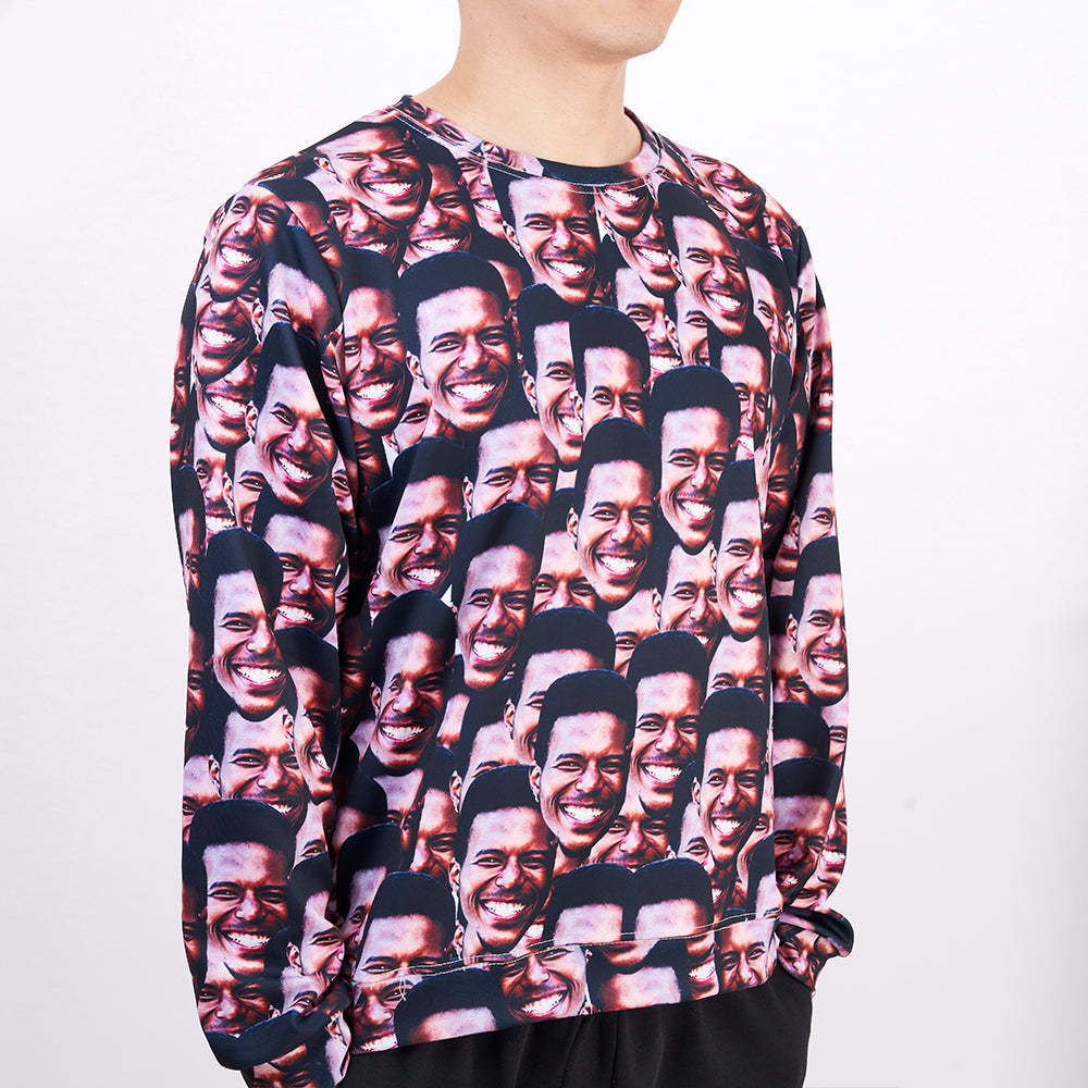 Personalisiertes Sweatshirt Mit Rundhalsausschnitt Und Individuellem Gesicht – Lustiges Geburtstagsgeschenk Für Männer Und Frauen – Mash Face - 