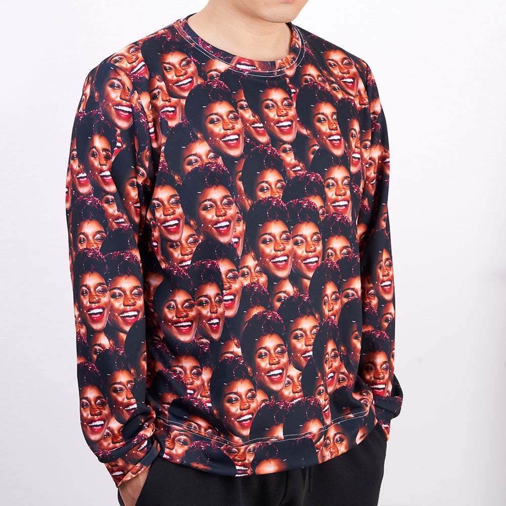Personalisiertes Sweatshirt Mit Rundhalsausschnitt Und Individuellem Gesicht – Lustiges Geburtstagsgeschenk Für Männer Und Frauen – Mash Face - 
