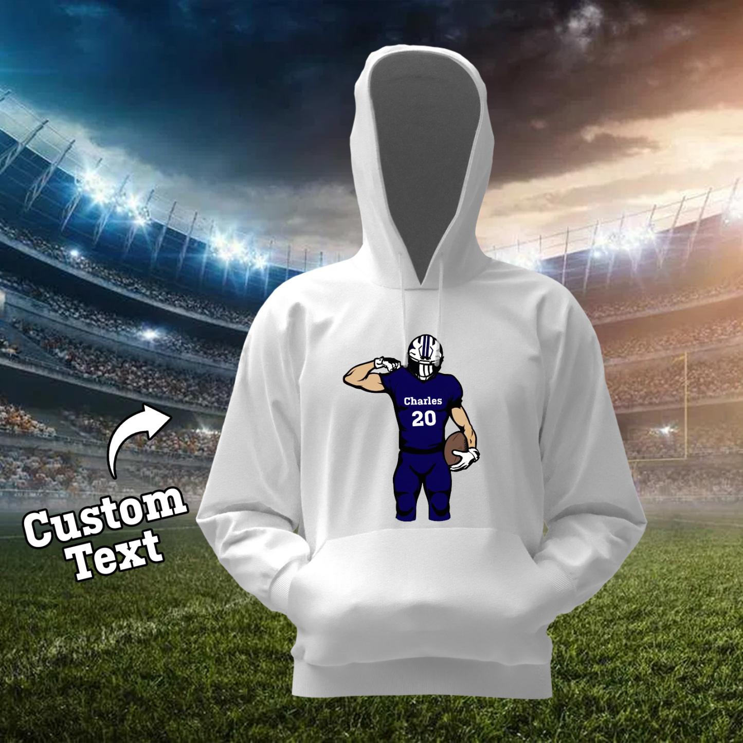 Glänze Am Spieltag – Individuell Gestalteter Glitzer-footballspieler-hoodie - 