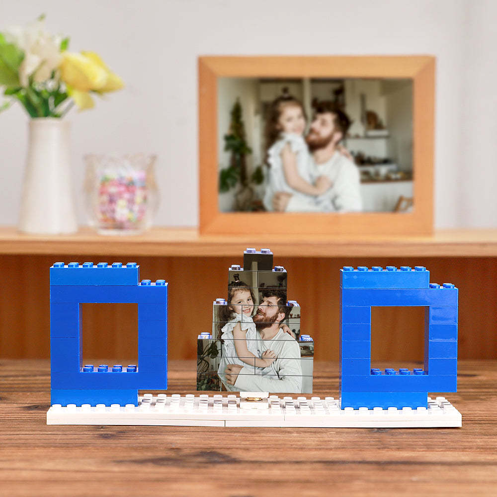 Vatertagsgeschenke Benutzerdefinierte Foto Bausteine puzzles Fotoblöcke Drehbare Foto -