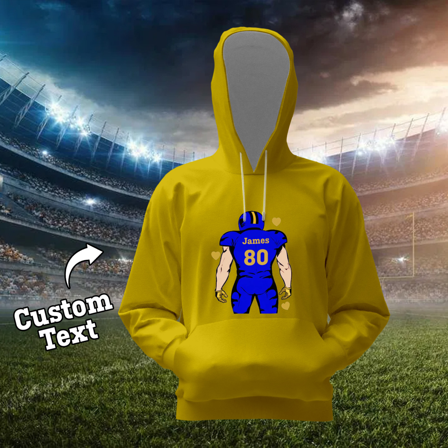 Glänze Am Spieltag – Individuell Gestalteter Glitzer-footballspieler-hoodie - 