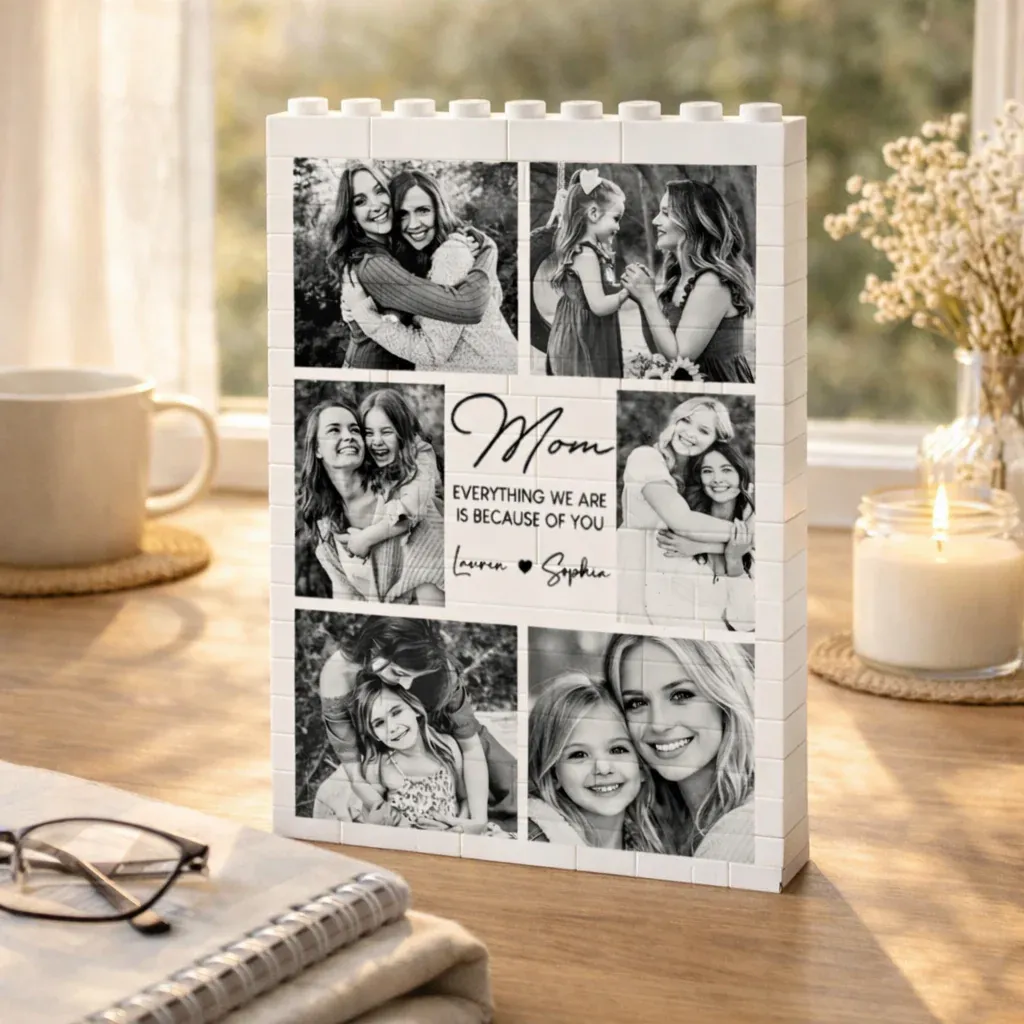 Individuell Gestalteter Foto-puzzle-rahmen Aus Bausteinen – Schafft Wärme, Ein Liebevolles Geschenk Für Mama Und Zum Muttertag