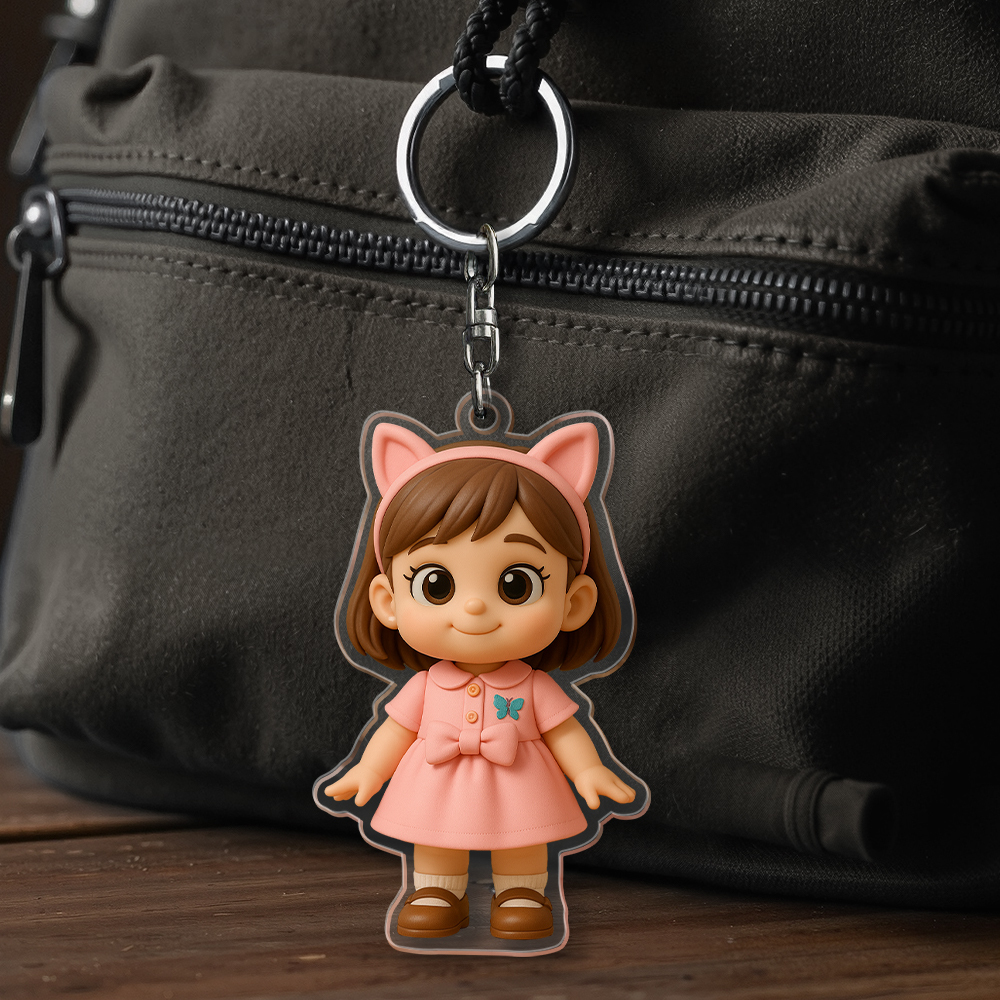 Benutzerdefinierter Cartoon-katzen-schlüsselanhänger, Personalisierter Acryl-cartoon-schlüsselanhänger, Foto-taschenanhänger, Einzigartiges Andenkengeschenk Für Haustierbesitzer -