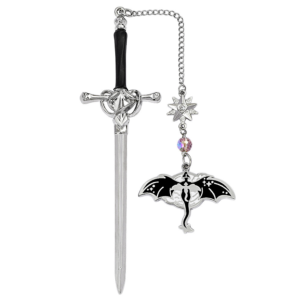 Personalisiertes Lesezeichen Mit Drachenschwert – Personalisierter Name, Fantasy-anhänger Mit Geflügeltem Drachen, Metall, Geschenk Für Buchliebhaber - 
