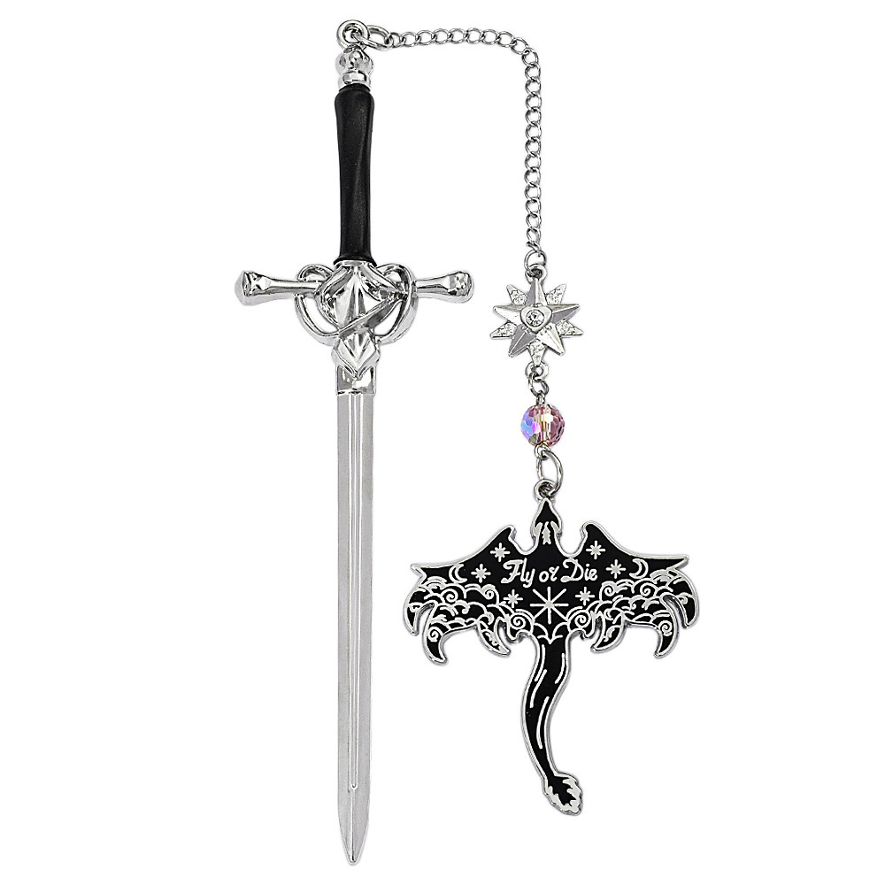 Personalisiertes Lesezeichen Mit Drachenschwert – Personalisierter Name, Fantasy-anhänger Mit Geflügeltem Drachen, Metall, Geschenk Für Buchliebhaber - 