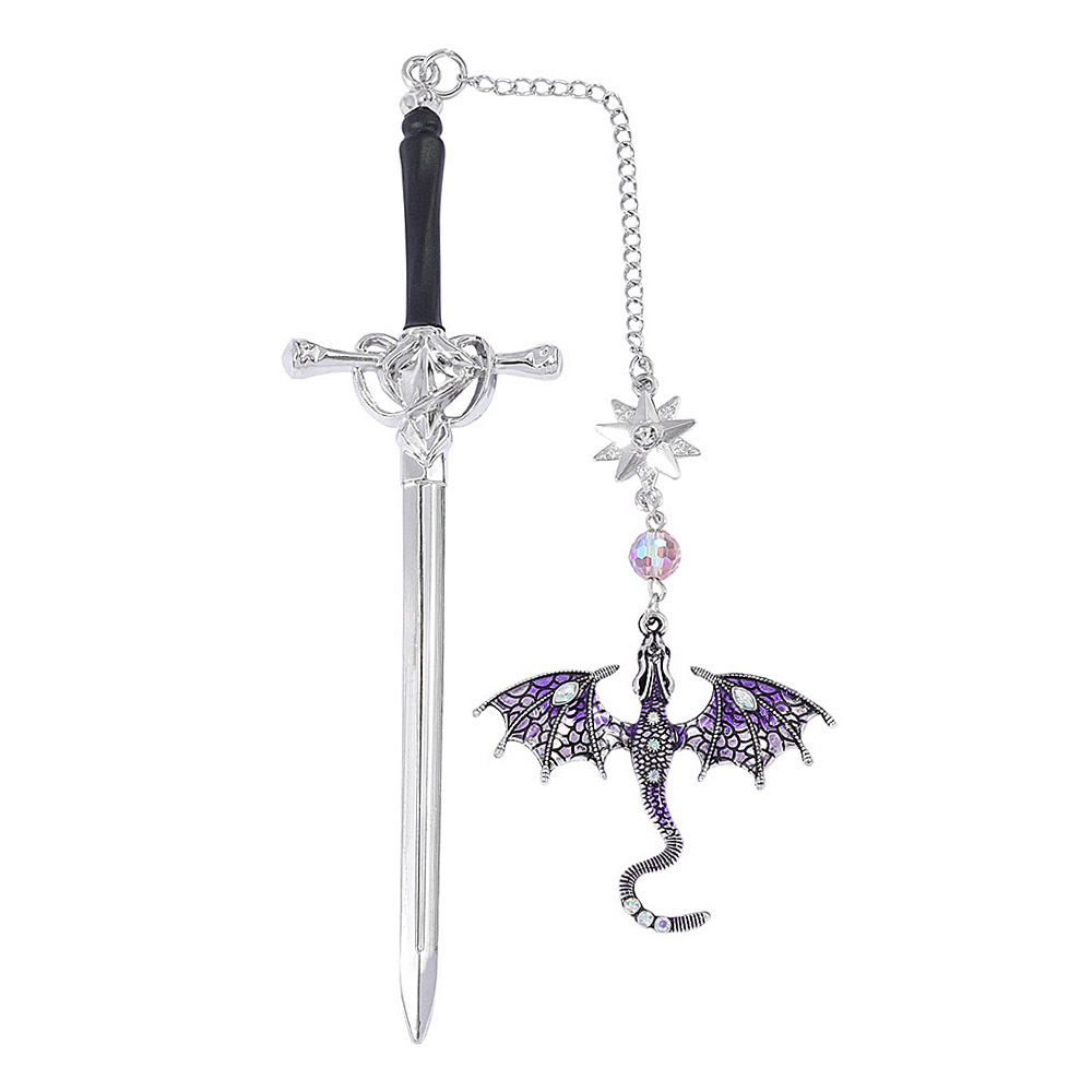 Personalisiertes Lesezeichen Mit Drachenschwert – Personalisierter Name, Fantasy-anhänger Mit Geflügeltem Drachen, Metall, Geschenk Für Buchliebhaber - 