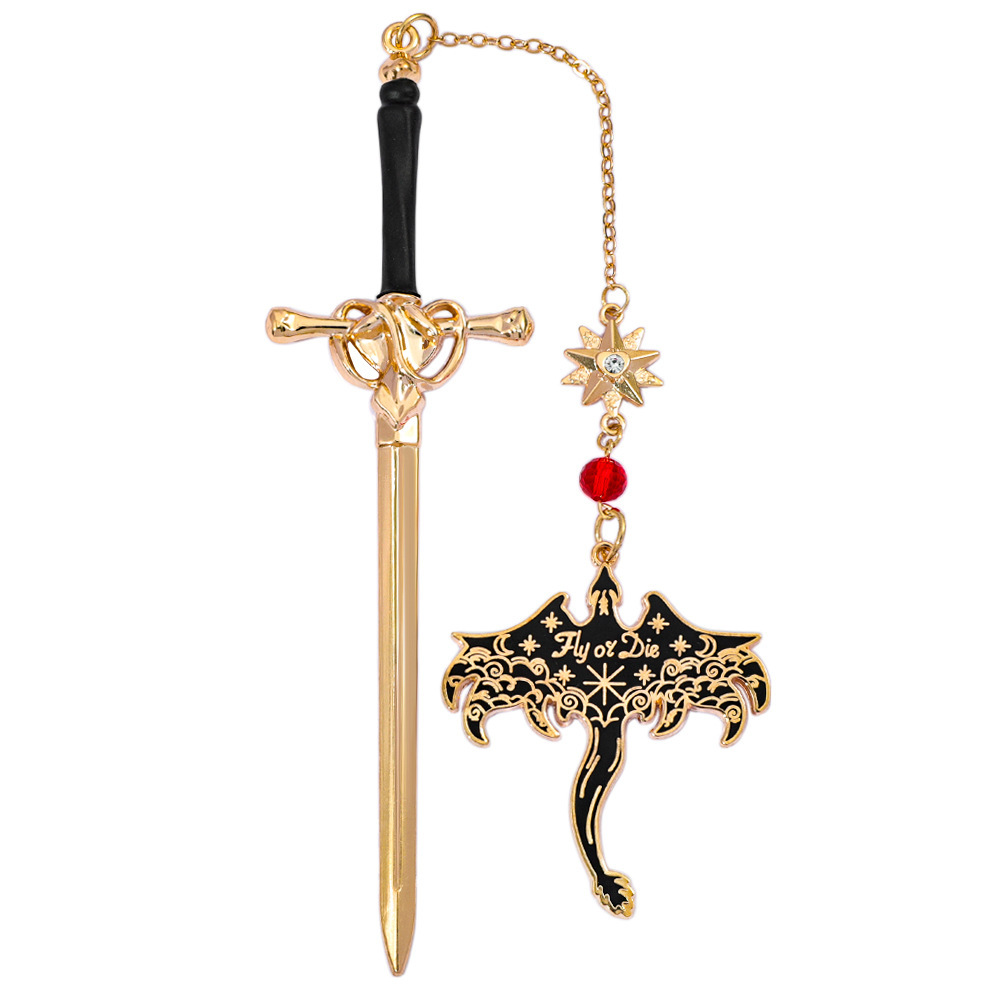 Personalisiertes Lesezeichen Mit Drachenschwert – Personalisierter Name, Fantasy-anhänger Mit Geflügeltem Drachen, Metall, Geschenk Für Buchliebhaber - 