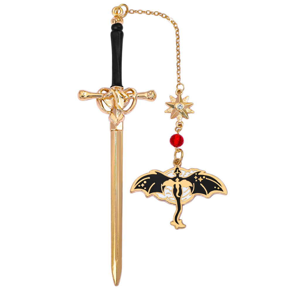 Personalisiertes Lesezeichen Mit Drachenschwert – Personalisierter Name, Fantasy-anhänger Mit Geflügeltem Drachen, Metall, Geschenk Für Buchliebhaber - 