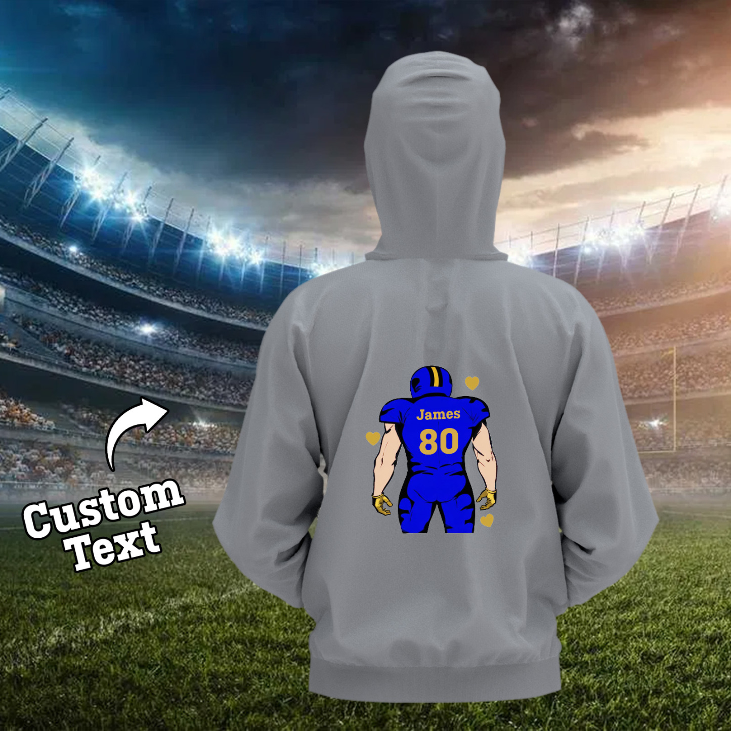 Glänze Am Spieltag – Individuell Gestalteter Glitzer-footballspieler-hoodie - 