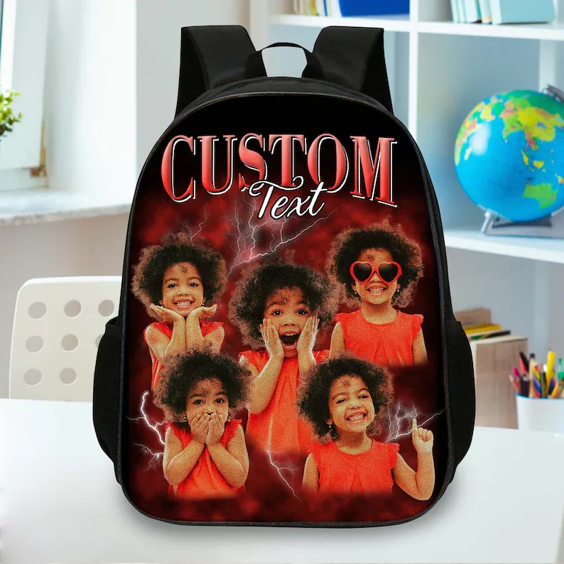 Back To School Foto Vintage Rucksack Geschenk Für Kinder, Personalisiertes Geburtstagsgeschenk Für Jungen Mädchen, Individuelle Schultaschen Für Kinder & Kleinkinder - 